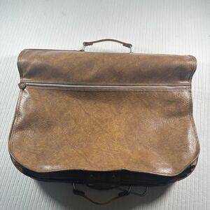 Vintage AMERICAN TOURISTER Luggage Garment Suit Bag Faux Brown Leather 24x47
